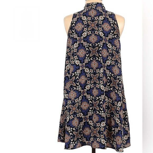 Soprano blue and tan abstract print shift dress size XS - Picture 3 of 6